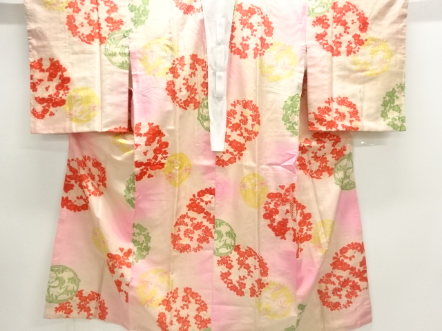 JAPANESE KIMONO / ANTIQUE JUBAN / SILK / FLOWER ROUNDEL